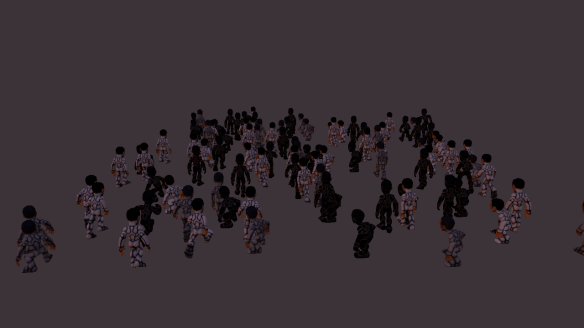 100 individually animated characters